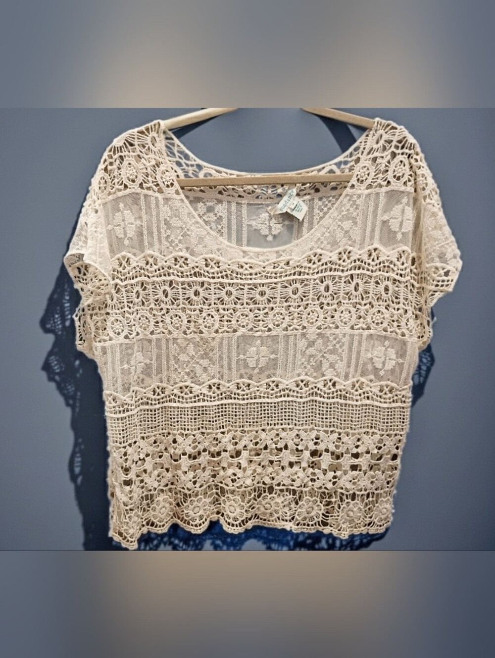Sundance Cream Crocheted Overshirt M